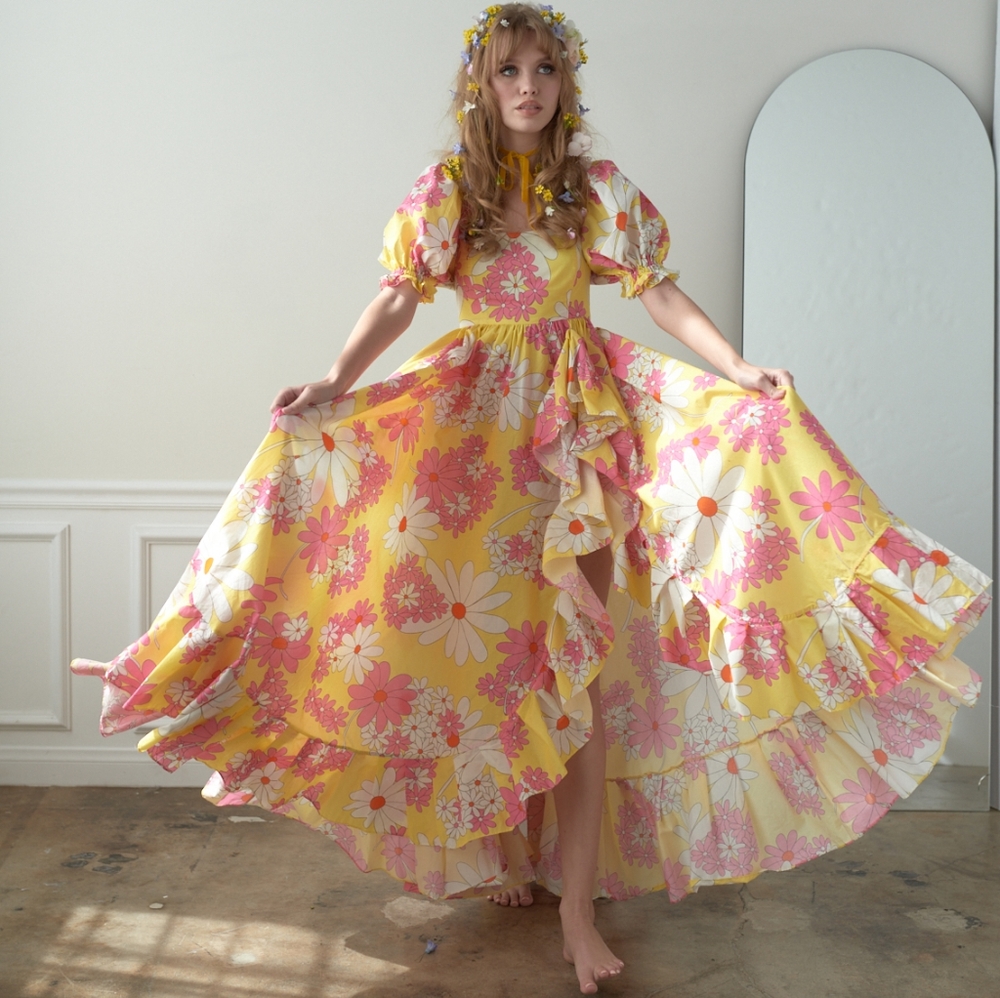 Selkie The Goldie Ruffle Gown
